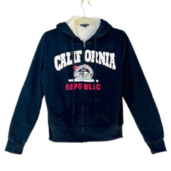 California Republic Sherpa Hooded Sweatshirt Jacket XL - Picture 1 of 9